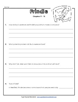 Questions for Chapters 11-15 Books Worksheet