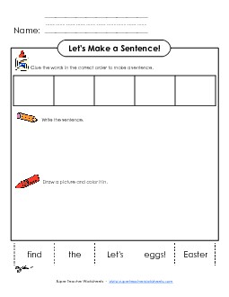 Build-a-Sentence: Eggs Easter Worksheet