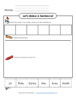 Build a Sentence: North Pole Sentences Basic Worksheet