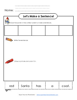 Build a Sentence: Santa Sentences Basic Worksheet