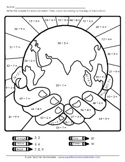 Basic Division Mystery Picture Earth Day Worksheet