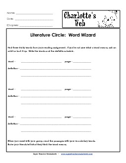 Lit. Circles: Word Wizard Books Worksheet