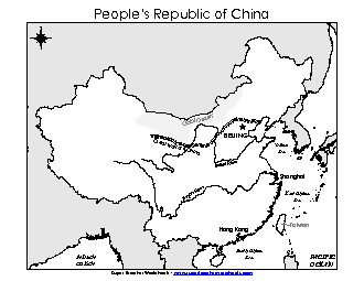 China Map (Labeled) Maps Worksheet