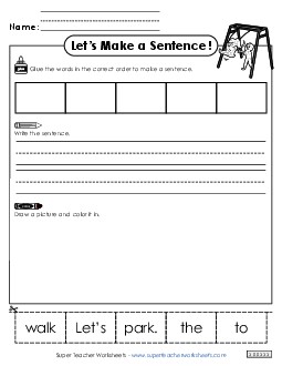 Build a Sentence: Park Sentences Basic Worksheet