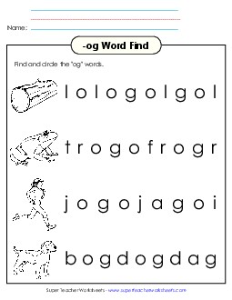 Circle the Words (-og) Word Families Worksheet