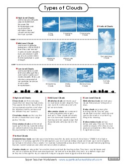 Types of Clouds Worksheet 5th Grade Science Worksheet