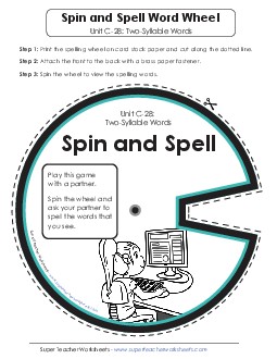 Spin-and-Spell (C-28) Spelling C Worksheet