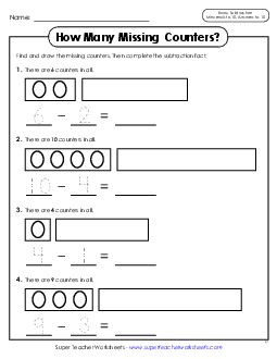 How Many Missing Counters? Subtraction Worksheet