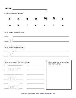 Letter M m - Practice Sheet Alphabet Worksheet