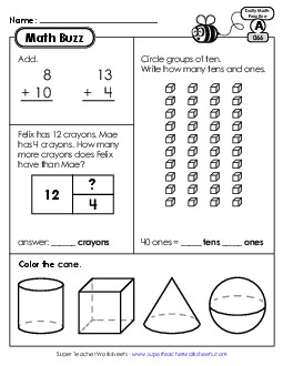 Math Buzz: Week 14 Worksheets 66 through 70 Daily Math Review Worksheet