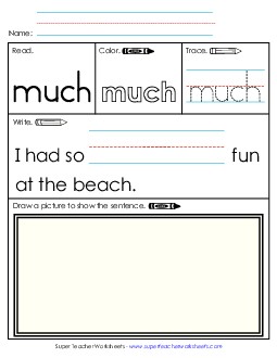 Worksheet 3: Much Sight Words Individual Worksheet