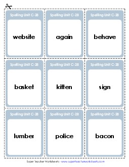 Flashcards (C-28) Spelling C Worksheet