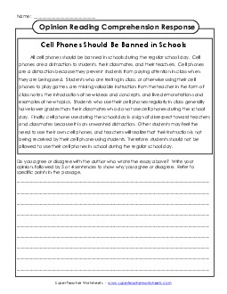 Opinion Response 5th Grade Reading Comprehension 5th Grade ELA Worksheet