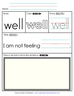 Worksheet 3: Well Free Sight Words Individual Worksheet