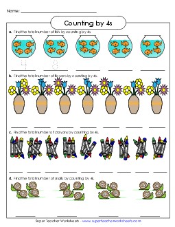 Objects: Counting by 4s Worksheet