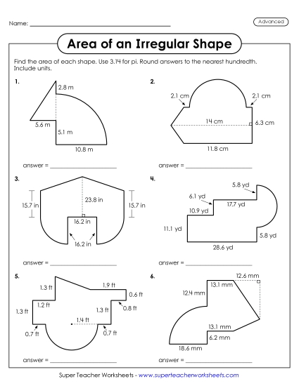 New Area of an Irregular Shape: <br>Triangles, Rectangles, and Semicircles Worksheet New Area of an Irregular Shape: <br>Triangles, Rectangles, and Semicircles Worksheet