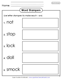 Letter Stampers (Short O) Phonics Long Short O Worksheet