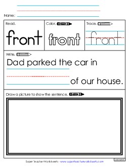 Worksheet 3: Front Sight Words Individual Worksheet