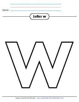 Outline - Lowercase w Alphabet Worksheet