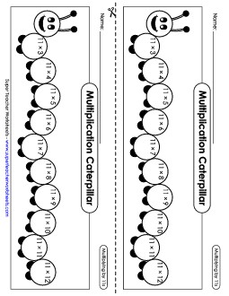 Multiplication Caterpillar: Multiply by 11s Worksheet