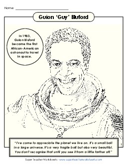 Guy Bluford - Coloring Black History Worksheet