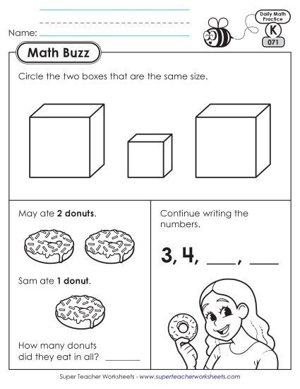 New Kindergarten Math Buzz: Week 15 <br>Worksheets 71 through 75 Worksheet New Kindergarten Math Buzz: Week 15 <br>Worksheets 71 through 75 Worksheet
