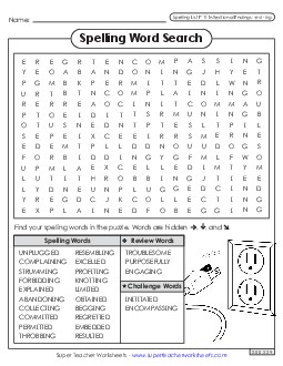 Word Search (F-11) Spelling F Worksheet