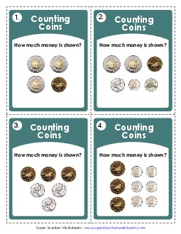 Task Cards: Canadian Coins (Intermediate Level) Money Canadian Worksheet