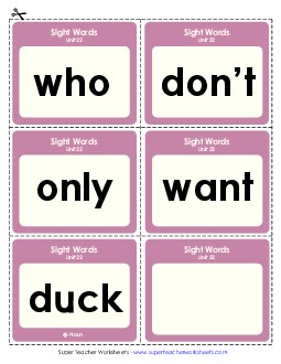 Flashcards (Unit 22) Sight Words Worksheet