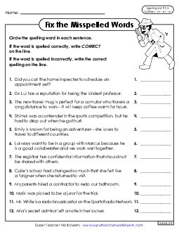 Correct or Incorrect? (F-23) Spelling F Worksheet