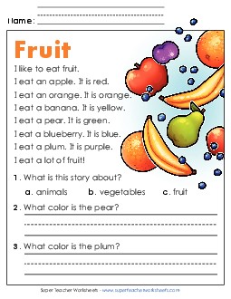 New Fruit Worksheet