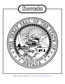 Nevada State Seal (Black & White) States Individual Worksheet