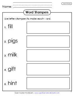 Letter Stampers (Short I) Phonics Long Short I Worksheet