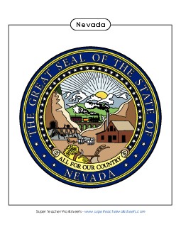 Nevada State Seal (Full-Color Version) States Individual Worksheet