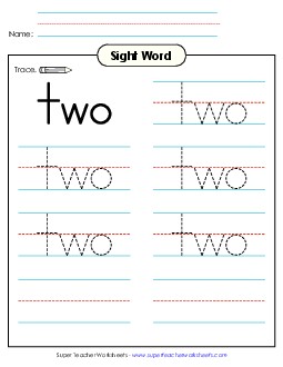 Trace the Word: Two Sight Words Individual Worksheet