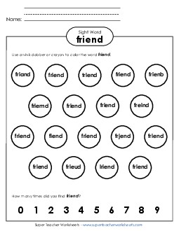 New Dab or Color: Friend Worksheet