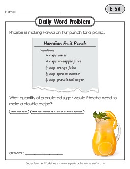 Daily Word Problems  E-56 through E-60 Worksheet