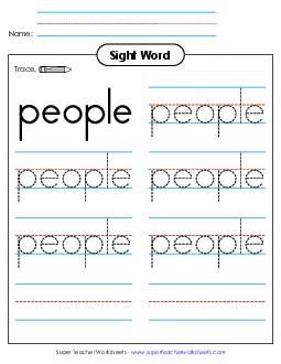 Trace the Word: People Sight Words Individual Worksheet