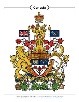 Canada Coat of Arms (Full Colour) Worksheet