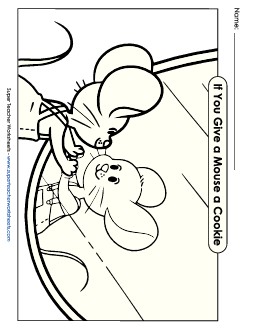 Mirror Coloring Page Picture Book Give A Mouse A Cookie Worksheet