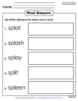 Letter Stampers (Spl Words) Phonics Blends Worksheet