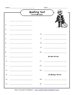 Spelling Test Spelling E Worksheet