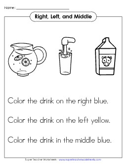 Drinks Right Left Worksheet