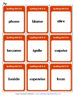 Flashcards (D-8) Spelling D Worksheet