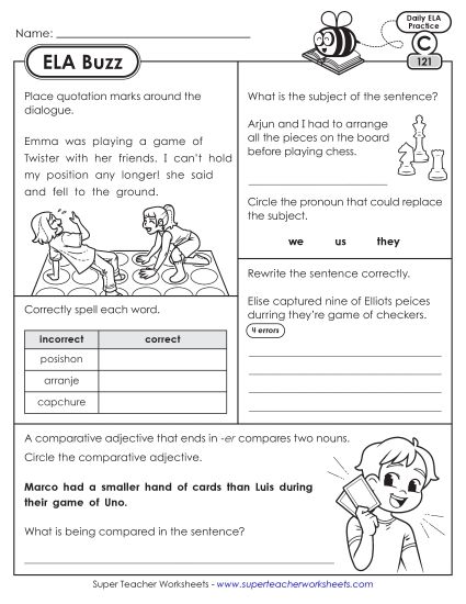 aELA Buzz: Week 25<br>Worksheets 121 through 125