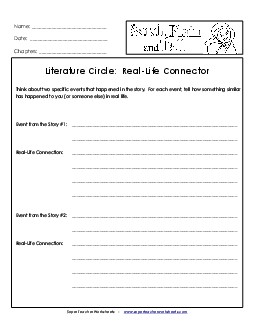 Literature Circles: Real-Life Connector Book Sarah Plain And Tall Worksheet