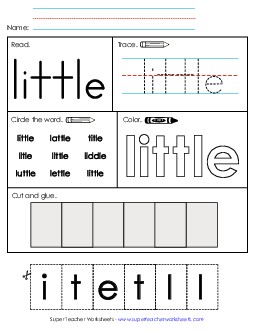 Worksheet 2: Little Sight Words Individual Worksheet