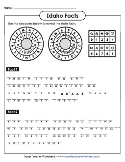 Cryptogram Puzzles States Individual Worksheet