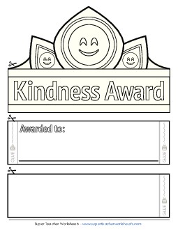 Kindness Award (B&W) Awards Worksheet