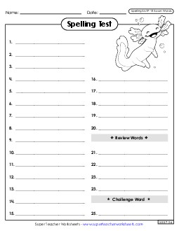 Spelling Test (F-15) Spelling F Worksheet